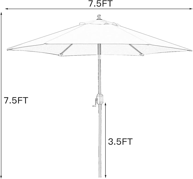 Sunnyglade 7.5' Patio Umbrella Outdoor Table Umbrella Tilt Crank Brown | Market - Image 7