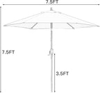 Sunnyglade 7.5' Patio Umbrella Outdoor Table Umbrella Tilt Crank Tan | Market - Image 7