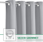 Outdoor Curtains for Patio W70 x L95 Inch Silver Grey, 1 Panel | Extra Wide - Image 2