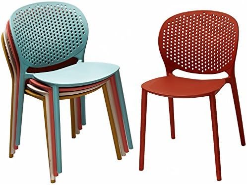 2xhome Set of 4 Patio Dining Chairs | Modern Stackable Outdoor Pool Side Chair - Image 6