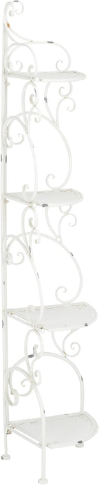 SAFAVIEH Outdoor Collection Turuca Antique White Wrought Iron 4-Tier Corner - Image 6