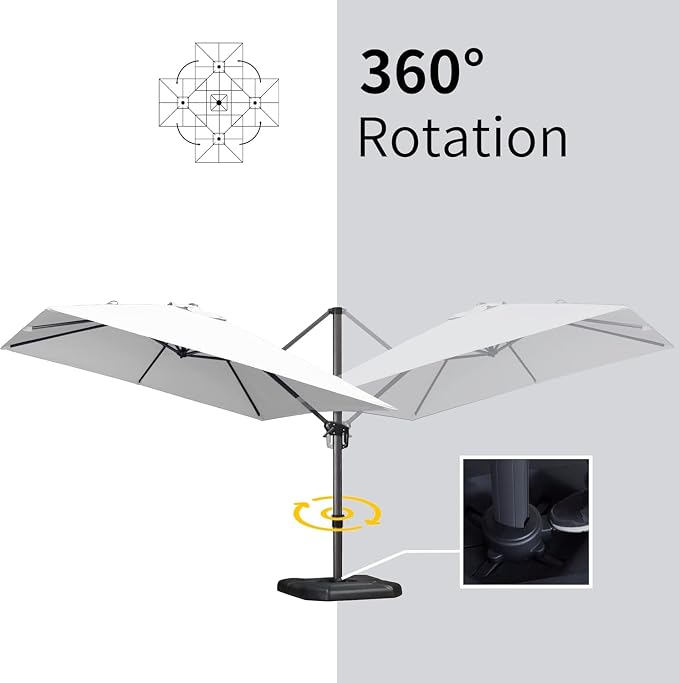 PURPLE LEAF Patio Cantilever Umbrella 10' x 13' Large Space - Image 6