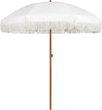 AMMSUN 7ft Patio Umbrella with Fringe Outdoor Tassel Umbrella UPF50+ Premium by AMMSUN