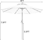 Sunnyglade 9' Solar LED Patio Umbrella, 8 Ribs, Tilt & Crank | 9Ft Patio - Image 7