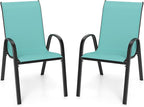 Giantex Patio Chairs Set of 2, Stackable Outdoor Dining Chairs by Giantex