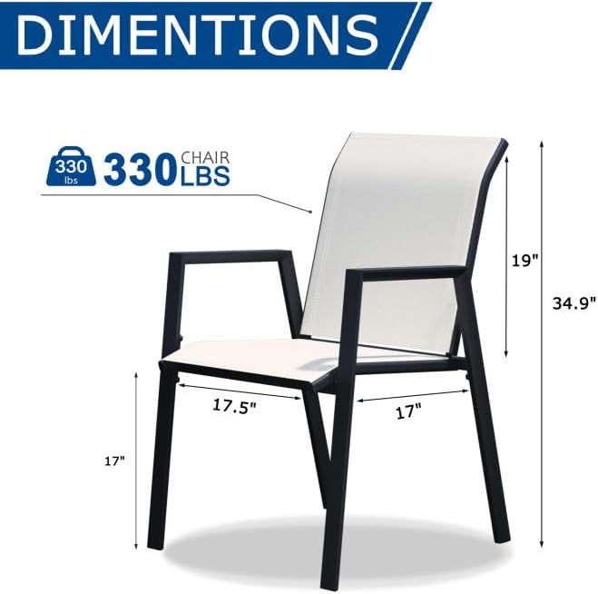 Outdoor Patio Chairs Set of 4, Oyster Beige Stackable Outdoor Chairs, - Image 6