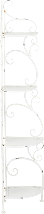 SAFAVIEH Outdoor Collection Turuca Antique White Wrought Iron 4-Tier Corner - Image 8