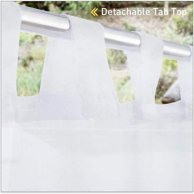 NICETOWN 2 Panels White Sheer Outdoor Curtains - Image 3