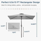 6.5' x 10' Rectangular Patio Umbrella Large Outdoor Market Umbrella w/UV - Image 9
