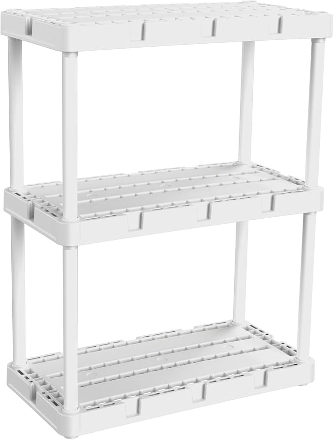 Gracious Living 3 Shelf Knect-A-Shelf Solid Light Duty Storage Unit 12 x 24 x by GraciousLiving