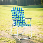 VINGLI Patio Lawn Webbed Folding Chairs Set of 4, Outdoor Beach Chair Portable - Image 5