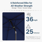 6.5' x 10' Rectangular Patio Umbrella Large Outdoor Market Umbrella w/UV - Image 5