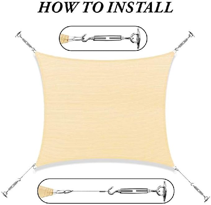 Royal Shade 1 4' x 1 4' Beige Rectangle Sunshade Sail - Image 8