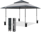 EAGLE PEAK 13x13 Pop Up Canopy Tent, Auto Extended Eaves, Light Gray | Easy by EAGLEPEAK