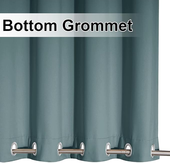 NICETOWN Greyish Blue Outdoor Patio Curtains 2 Panels Windproof Top & Bottom - Image 7