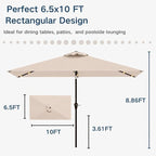 6.5 x 10ft Rectangular Patio Umbrella - Image 3