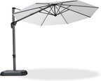PURPLE LEAF Cantilever Umbrella 10 Feet Round Smooth 360° Rotation White | by PURPLELEAF