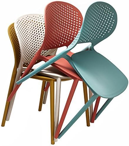 2xhome Set of 4 Patio Dining Chairs | Modern Stackable Outdoor Pool Side Chair - Image 5