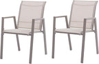 Outdoor Patio Chairs Set of 2, Ivory Beige Stackable Outdoor Chairs, - Image 7