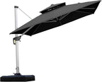 PURPLE LEAF Cantilever Outdoor Umbrella 9' x 9' Square Double Top, 3-Yr by PURPLELEAF