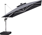 PURPLE LEAF Cantilever Umbrella 11'X11' Double Top Solar LED Light, Stays bright by PURPLELEAF