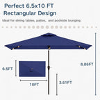 6.5 x 10ft Rectangular Patio Umbrella - Image 3