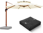 PURPLE LEAF Large 11ft Cream Cantilever Umbrella by PURPLELEAF