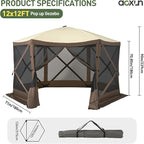 Aoxun 12x12ft Pop Up Canopy Tent, Camping Gazebo Screen Tent, Mesh Windows - Image 7