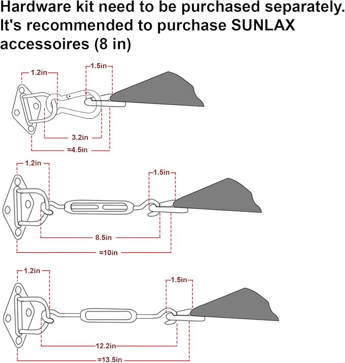Large Sun Shade Sail 16' x 20' Dark Grey Rectangle Outdoor Canopy | Outdoor sun - Image 3
