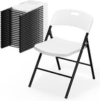 Bonnlo 20-Pack White Plastic Folding Chairs, Portable Seat by Bonnlo