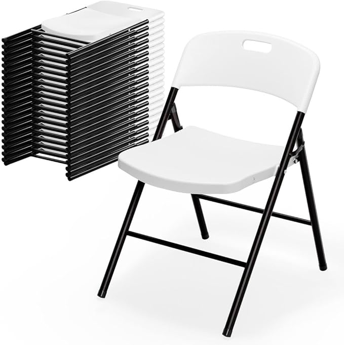Bonnlo 20-Pack White Plastic Folding Chairs, Portable Seat by Bonnlo