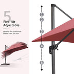 PURPLE LEAF Patio Umbrella 9' x 11.5' Rectangle All-Day Shade Control Terra | - Image 3