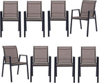 Outdoor Patio Chairs Set of 8, Mocha Stackable Outdoor Chairs, Lightweight - Image 7
