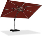 PURPLE LEAF Cantilever Umbrella 9' X 12' Solar LED Light Patio, Brick Red | by PURPLELEAF