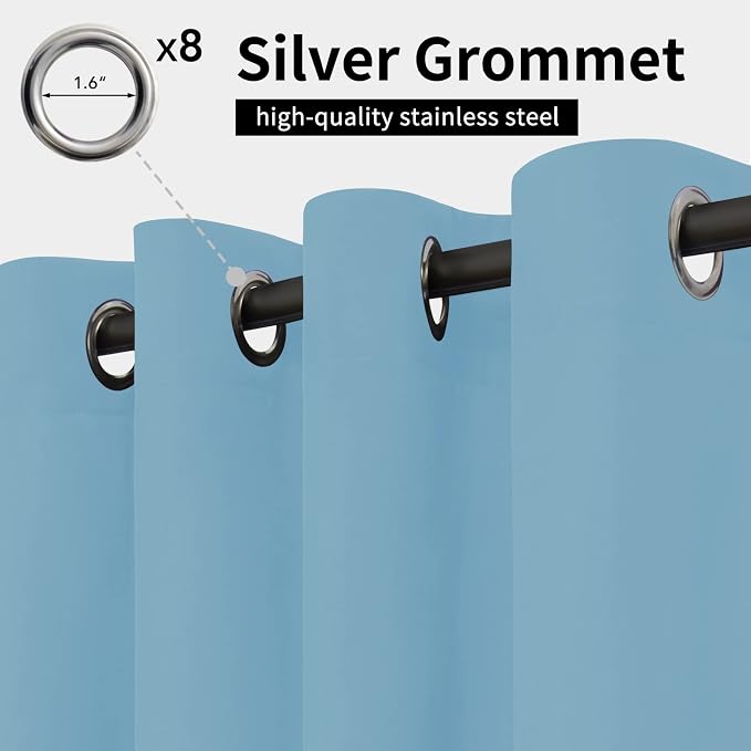 Easy-Going Outdoor Curtains for Patio 1 Panel, 54x84 inch, Sky Blue | Waterproof - Image 2