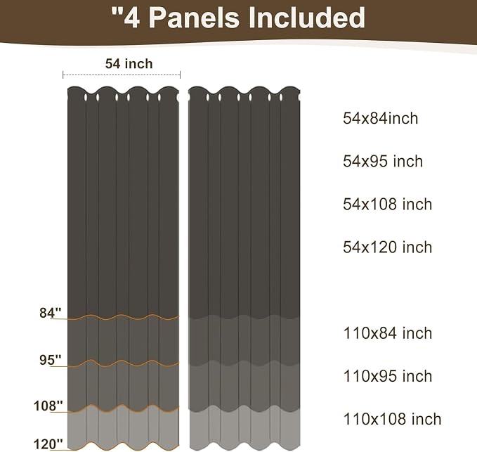 Windproof Outdoor Curtains for Patio Waterproof 4 Pcs 54x84 In Cream | Grommet - Image 9