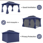 10'x13' Outdoor Gazebo with 50FT String Lights, Metal Heavy Duty Patio Canopy - Image 3
