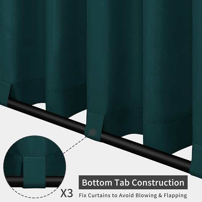 Easy-Going Outdoor Patio Curtains 2 Panels, 54x84 inch, Teal | Privacy - Image 3
