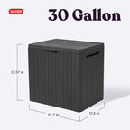 Keter City 30 Gal Outdoor Storage Box and Patio Side Table | Grey, Weatherproof - Image 2