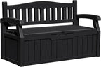Greesum 80 Gallon Outdoor Storage Bench, Deck Box, Dark Black | by BuynowfromGreesum