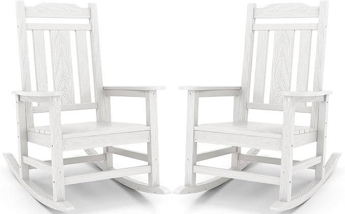 SERWALL HDPE Oversized Outdoor Rocking Chairs Set of 2, Patio Rocker, All by SERWALL