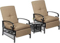 Incbruce 3 Pieces Outdoor Lounge Recliner Set, 2 Adjustable Metal Recliner Sofa by Incbruce