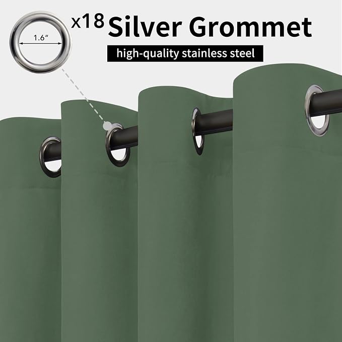 Easy-Going Outdoor Curtains for Patio 1 Panel, 150x84 inch, Sage Green | - Image 2