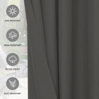 Easy-Going 100% Waterproof Outdoor Curtains 54x84 inch, Dark Grey | Windproof - Image 5