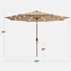 Best Choice Products 10ft Solar Market Patio Umbrella w/Woodgrain Pattern Pole - Image 2