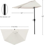 Pure Garden Half Umbrella Outdoor Patio Shade - Image 2
