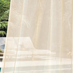 MIULEE Cream Beige Waterproof Outdoor Sheer Curtains - Image 6