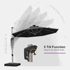 PURPLE LEAF Cantilever Patio Umbrella 10ft Round Solar LED Light, Stays bright - Image 5