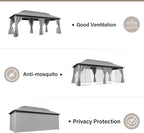 10'x20' Outdoor Gazebo with 100FT String Lights, Metal Heavy Duty Patio Canopy - Image 3