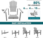 THOEOE Stackable Adirondack Chair Set of 6, Fire Pit Chairs, Space Saving - Image 3